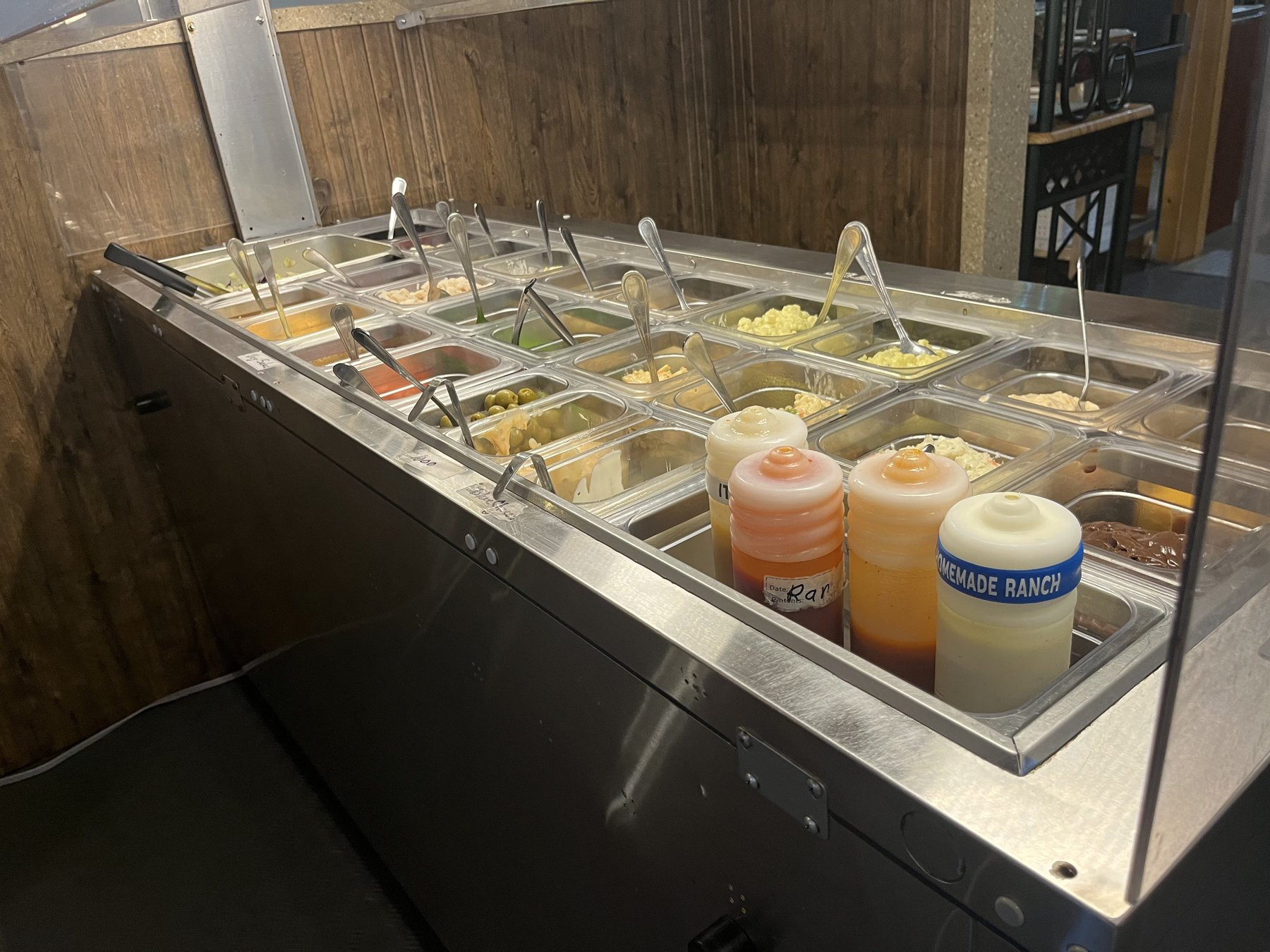 The salad bar at Double Barrel Steakhouse